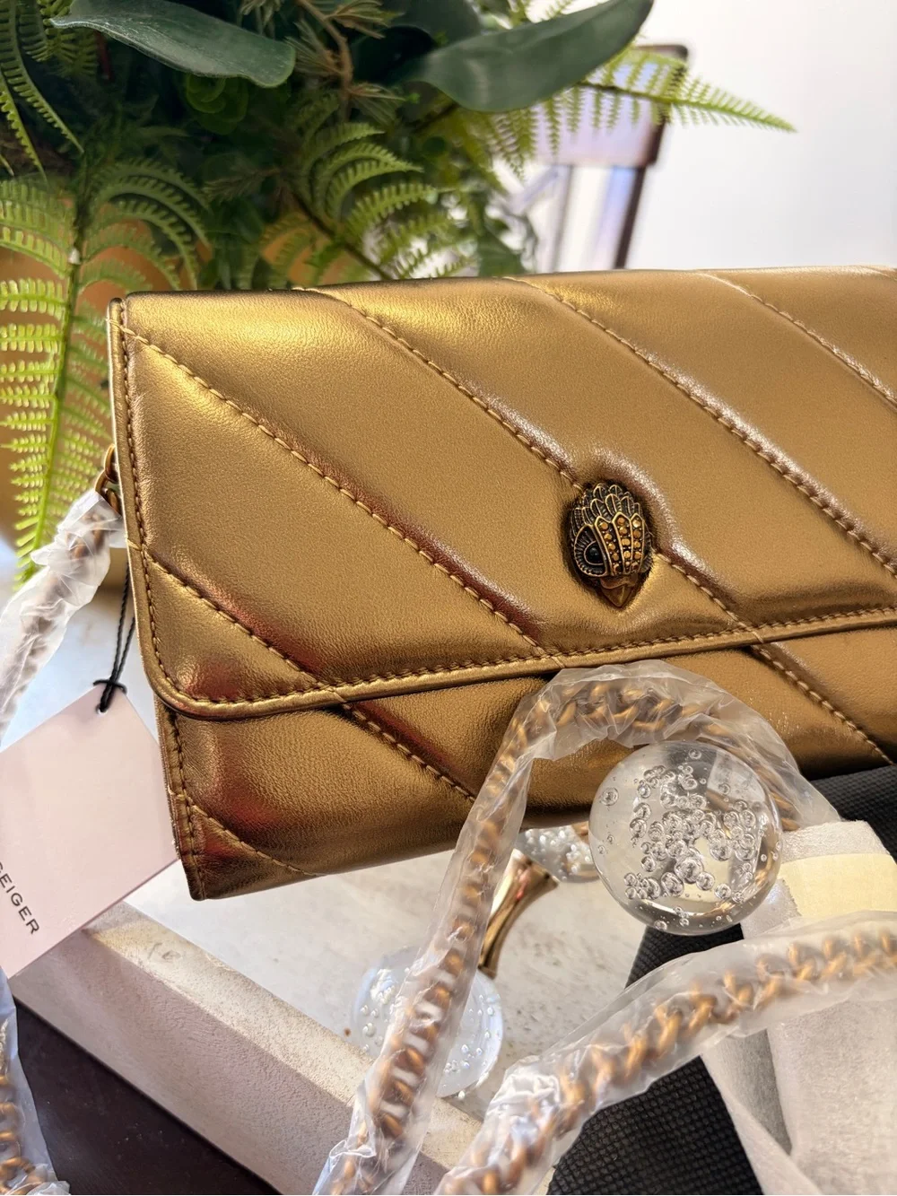 Kurt Geiger London SoHo Wallet on Chain BRONZE -NWT